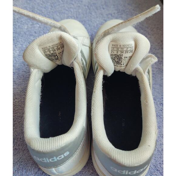 Adidas Grand Court 2.0 Shoes -White / Matte Silver - Kids - US Size 2.5 - Picture 7 of 16